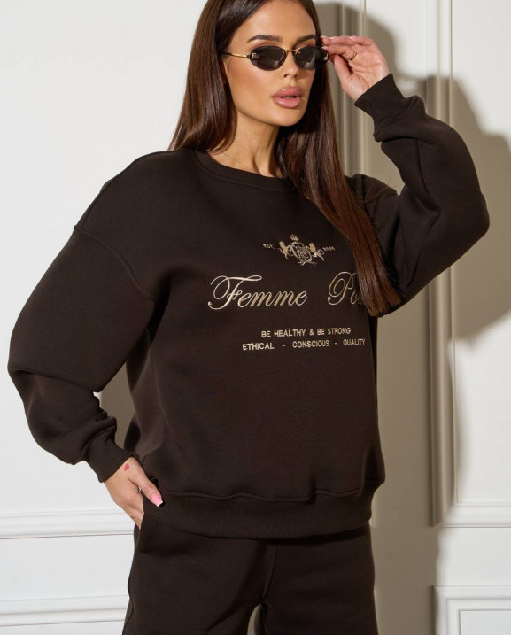 59/1 спортивний костюм на флісі з вишивкою світшот з джогерами 